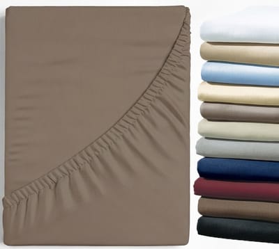 Dreamers Den - Hoeslaken - 100% Katoen Satijn - Katoensatijn - Nougat Taupe - Bruin - 140x200 cm - 30cm Hoekhoogte - 200 TC