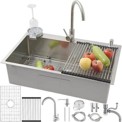 Inbouwkeukenkraan RVS Spoelbak 70x50 cm - Inclusief Afdruiprek