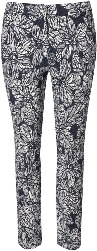 Ulla Popken - Dames - Broek Sammy jacquard smalle pijpen elastische tailleband - Sneeuwwit - Maat 50