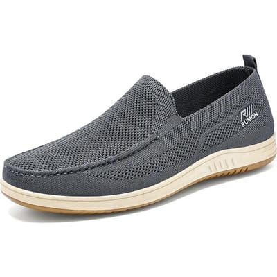 Populaire heren platte schoenen, gebreid mesh ademend, zomer hardloopschoenen, platte werkschoenen, ronde neus pendel herenschoenen 39 gray