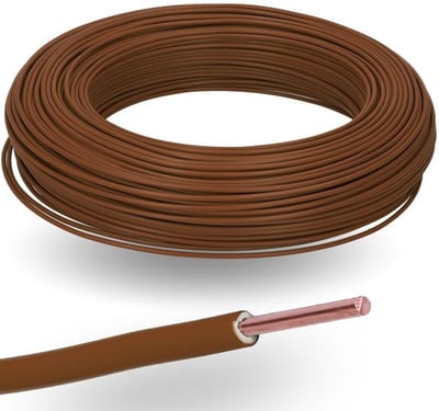 100 meter Kalitec H07V-U 1x2,5 mm² bruin in een kartonnen doos | Vlamvertragende PVC-draad met één ader en een doorsnede van 2,5 mm² | 450/750 VI-draad met één ader voor interne bedrading van machines en verlichting