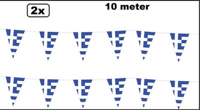2x Vlaggenlijn Griekenland 10 meter - Landen festival thema feest vlaglijn verjaardag fun party