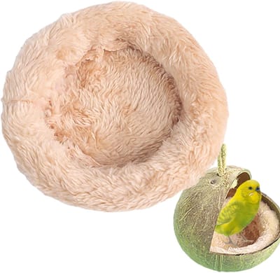 Vogel Nestje - Zacht Bedje - Comfortabel Slapen - Zachte Fluweel Voering - 11 cm Diameter - Kaki