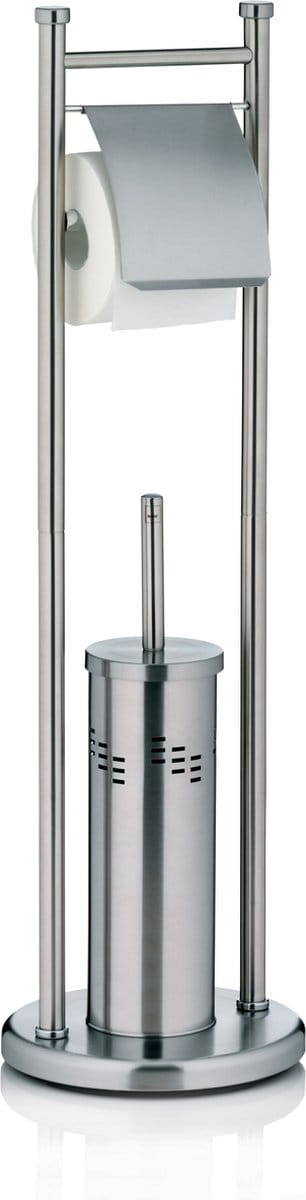 Swing Toiletrol en wc-borstel Houder - Zilver - Kela
