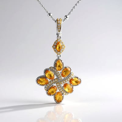 Cavill - Zilveren Halsketting 925 Sterling - Citrien Ovaal 3,15 Ct - Zirkoon Pavé - Elegante Ketting met Edelstenen Dames