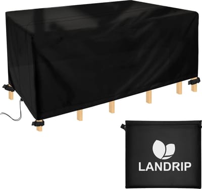 Tuinmeubelhoezen, tuintafelhoes, rechthoekig, hoes voor terrasmeubelset, waterdicht, winddicht, anti-uv, stevige 420D Oxford-stof, hoes voor rotan terrasmeubelhoes, 215 x 135 x 74 cm