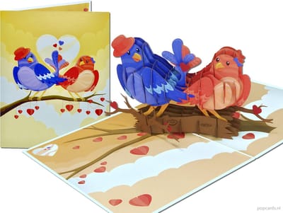 Popcards pop-up kaart – Love Birds Liefde Valentijn Samenwonen Valentijnsdag Verliefd Samen zijn pop-up kaart 3D wenskaart