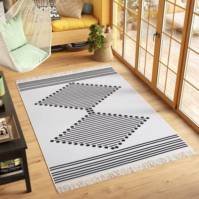 Tapiso Azteca Vloerkleed Katoenen Dubbelzijdig Tapijt Woonkamer Kleed Maat- 80x150