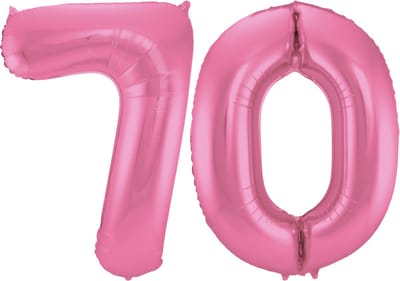 Folat Verjaardag Leeftijd folieballon - 70 jaar - roze - 86 cm - cijferballon groot