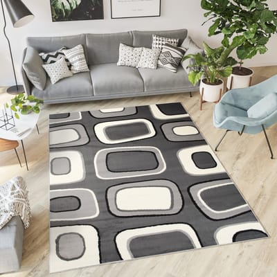 Tapiso Dream Vloerkleed Grijs Donker Wit Modern Woonkamer Tapijt Maat- 160x220
