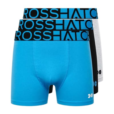 Crosshatch Heren Dumas Boxershorts (Set van 3) (Malibu Blauw)
