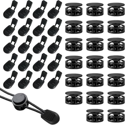 40 Stuks Cord Stoppers met 2 Gaten, Diameter 4 mm, Ideaal voor Elastische Linten en Kledingstukken, Verstelbare Klemmen voor Touwen en Jassen