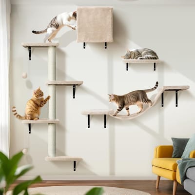 Dailygoods- Kattenklimwand 10-delig - Stabiel Kattenmeubel - Krabbomen - Hangmat - Kattenligstoel - Pluche Stof 300 g