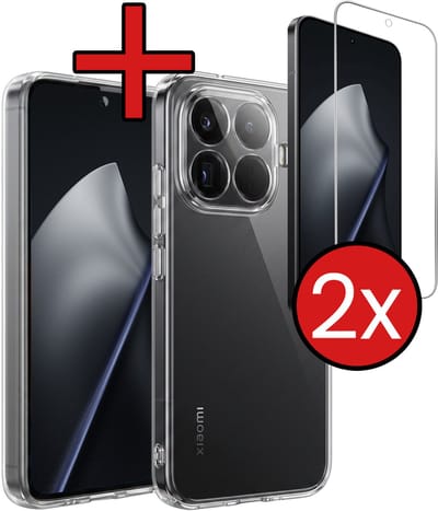 Hoesje - Met 2x Screenprotector - Geschikt voor Xiaomi 15T Pro - Sterk & Shockproof - Telefoon Hoes - Back Cover - Siliconen Case - Telefoonhoes - Transparant