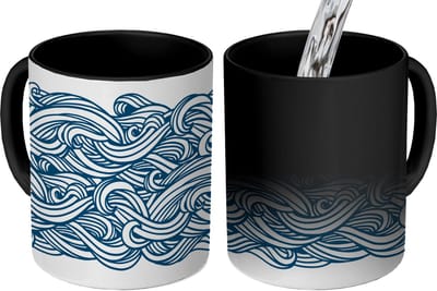 Magische Mok - Foto op Warmte Mokken - Koffiemok - Patroon - Golven - Zee - Magic Mok - Beker - 350 ML - Theemok