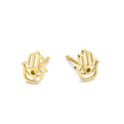 CO88 Collection Elemental 8CE-70338 Stalen oorbellen - fatima's hand - 8 mm - Goudkleurig