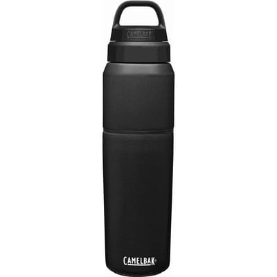 CamelBak Multibev Vacuum RVS - Waterfles met afneembare koffie / theebeker - 650 ml + 500 ml - Zwart / Zwart (Black/Black)