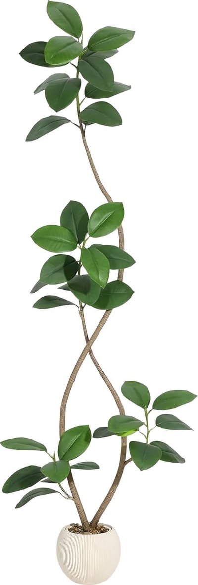 Kunstmatige Rubberboom - Voor Home & Binnen - Faux Fiddle Leaf Vijgenboom, Tropische Grote Vloerplant - Real Touch - Groen-210cm