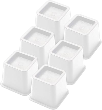JustValue Meubelverhoger Set - 6 Stuks - Verhoogt met 8 cm - Max. 600 kg - Wit - Stoelverhogers - Bedklossen - Stoelverhogers Volwassenen
