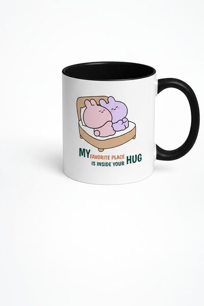 Lieve Knuffel Konijntjes Mok - 'My Favorite Place Is Inside Your Hug' - Romantisch Cadeau