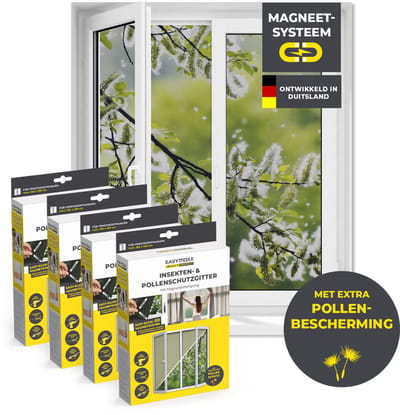 EASYmaxx Insect Protect insecten- & pollenhor | met magnetische bevestiging | vliegenhor raam | pollenhor | voor ramen tot 130 x 150 cm | grijs, 4 stuks