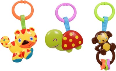 Speelgoedtopdeals - Rammelaar Hangspeeltje Buggyspeeltje - Cadeauverpakking Tijger Schildpad Aap