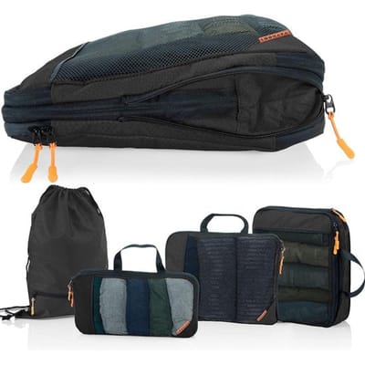 Packing Cubes met compressie voor koffer en rugzak incl. draagzak, zwart