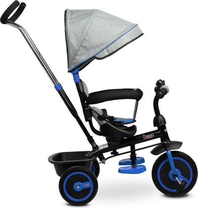 Caretero Toyz Buzz Driewieler Marineblauw - Driewieler met Duwstang - Verstelbare Voetsteun - Zonnekap - Mand voor Speelgoed - Driewieler Peuter