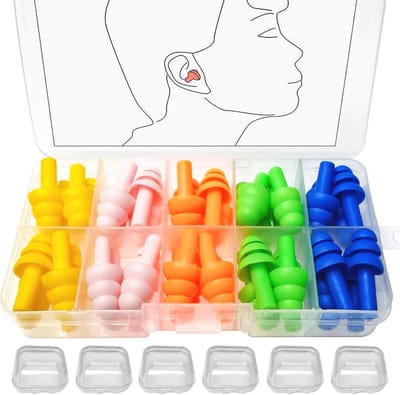 40 Stuks Waterdichte Siliconen Oordopjes voor Zwemmers, Slapen en Vliegtuigen - Inclusief Draagbare Box (5 Kleuren)