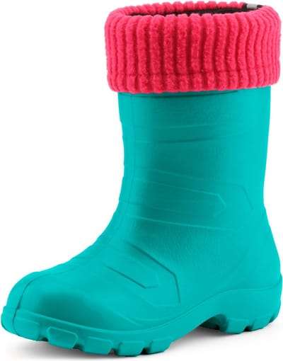 Ladeheid Kinder Regenlaarzen - Rubber - met Binnenschoen - EVA - Wasbare Binnenschoen - LA-LMG-845-AspenKids - Turquoise/roze - 25