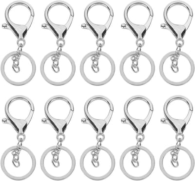 Set van 10 Sleutelhangers met Kreeftsluiting, Metaal Sleutelring Haak voor Sleutels, Lanyards en DIY Sieraden