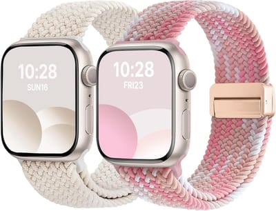 Verstelbare gevlochten nylon horlogeband voor Apple Watch 38 mm tot 46 mm met magnetische sluiting, geschikt voor Series 1 tot 11