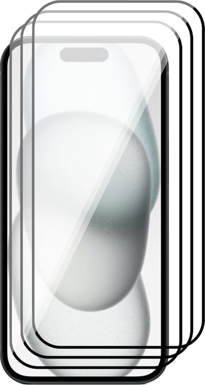 Screenprotector geschikt voor iPhone 15 - 3x Gehard Glas Screen Protector FullGuard