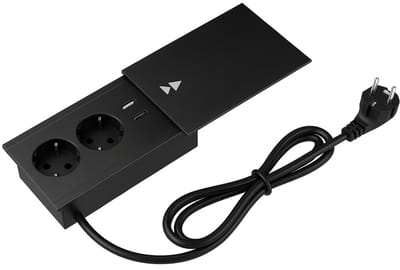 Intelectro Inbouw Stekkerdoos Tafelcontactdoos - Revolutioneer je Werkplek - Stijlvol Design - Veelzijdige Functionaliteit - Verschillende Veiligheidsfuncties - Eenvoudige Installatie - 2200W - Zwart - Levering Sneller dan Aangegeven!