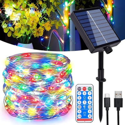 300 LED Solar Fairy Lights - 30 meter Koper Draad, IP65 Waterdicht, Afstandsbediening, 8 Verlichtingsmodi voor Kerst- en Balkonversiering