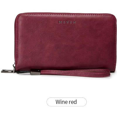 Modieuze nieuwe RFID anti-diefstal borstel dames lange portemonnee, hoogwaardig PU leer grote capaciteit dames pols handtasportemonnee brown
