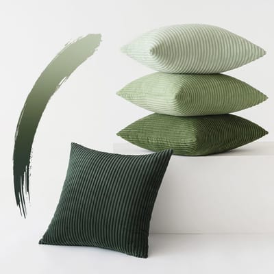 Set van 4 Groene Corduroy Kussenhoezen 40 x 40 cm voor Sofa, Slaapkamer en Woonkamer, Decoratief en Zacht