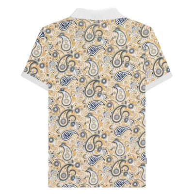 Lambretta Heren SS25 Paisley gemerkt poloshirt (Wit, Marine)