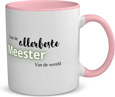 Akyol - voor de allerbeste meester van de wereld koffiemok - theemok - roze - Meester - de beste meester - meester - verjaardagscadeau - verjaardag - cadeau - afscheidscadeau - geschenk - leuke cadeau - kado - gift - meesterdag - 350 ML inhoud