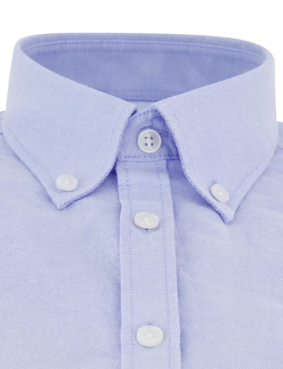 Lichtblauw overhemd Ledub katoen button-down collar witte knoop