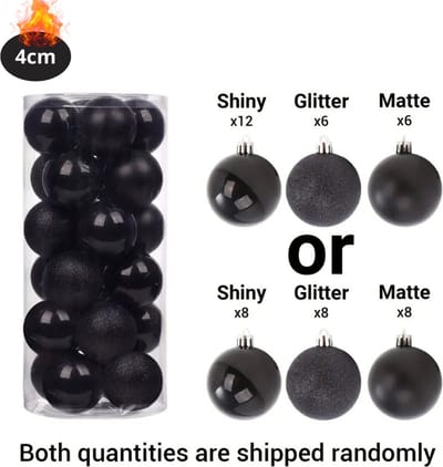 Livano Kerstballen - Kerstversiering - Plastic - Zwart - 4 cm - 24 stuks