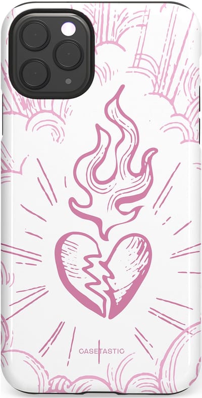 Casetastic Hoesje Geschikt voor Apple iPhone 11 Pro Max - Stijlvolle Beschermende Duo-layer Case - Roze Liefdesvlam