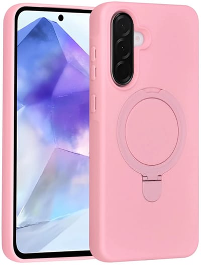 Backcover Hoesje Geschikt voor: Samsung Galaxy A56 Volledig Dekkende Schokbestendige Siliconen Backcover met Ringstandaard – 360° Bescherming - Sakura Pink