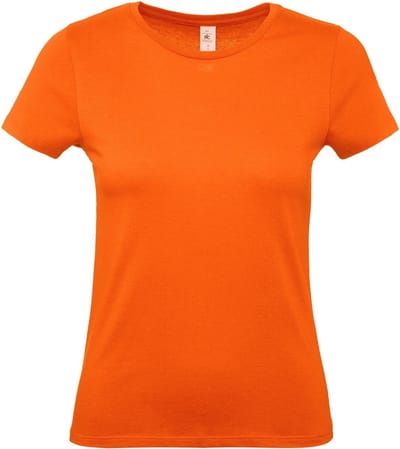 Set van 2x stuks oranje t-shirts met ronde hals voor dames - basic shirt - katoen - Koningsdag / Nederland supporter, maat: XS (34)