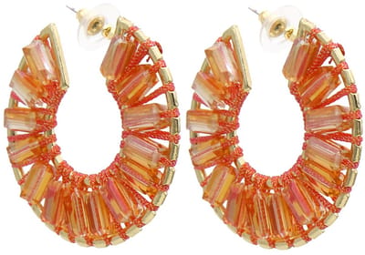 Oorbellen met glaskralen – oranje – 4,5 cm