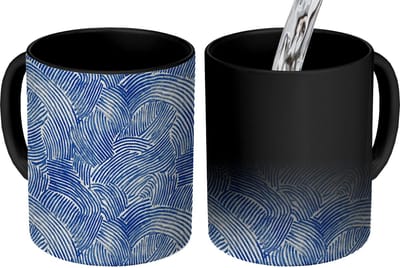 Magische Mok - Foto op Warmte Mokken - Koffiemok - Modern - Abstract - Blauw - Magic Mok - Beker - 350 ML - Theemok