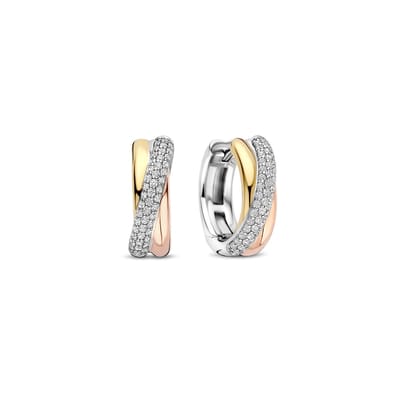 TI SENTO Dames Oorbellen - 925 zilver - Zilver geel verguld rosé verguld - 78012ZT