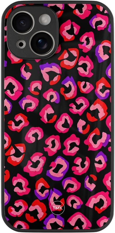 Hoesje geschikt voor Apple iPhone 13 - Luipaard neon - Multi - TPU luxe case (glossy toplaag) - Luipaardprint - Hardcase backcover zwart