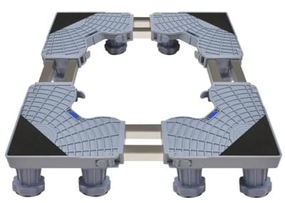 Verstelbaar wasmachine-frame met 2 vaten en 12 poten - Roestvrij staal, onderstel voor koelkast, vriezer en wasmachine (45-68 cm)