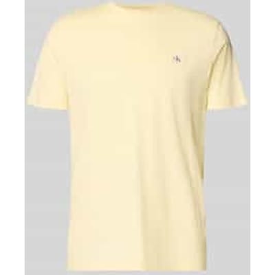 Calvin Klein Short Sleeve Badge 30s Jersey Anise Flower Size: M | Basic T-Shirts Outlet | Heren | Geel